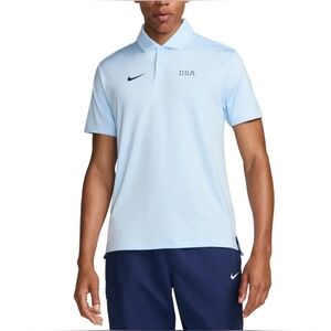 Nike Polo Shirt Men Large Blue Team Issue USA Olympics Golf Performance FV1908
